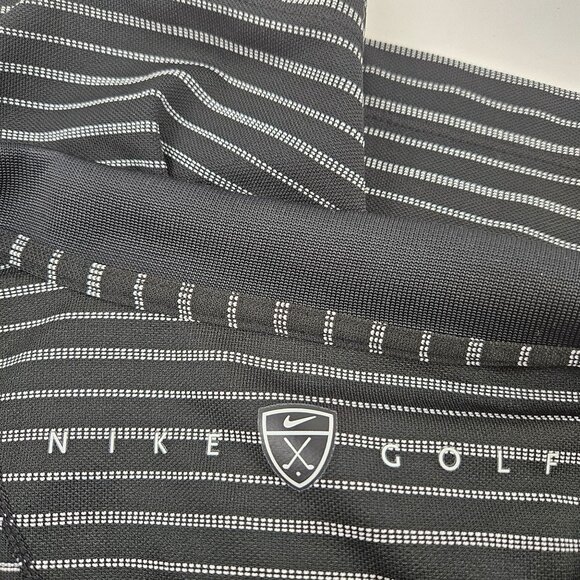 Nike Fit Dry Golf Polo Shirt Mens Size M Black White Striped Fit Dry Polyester - Picture 3 of 10